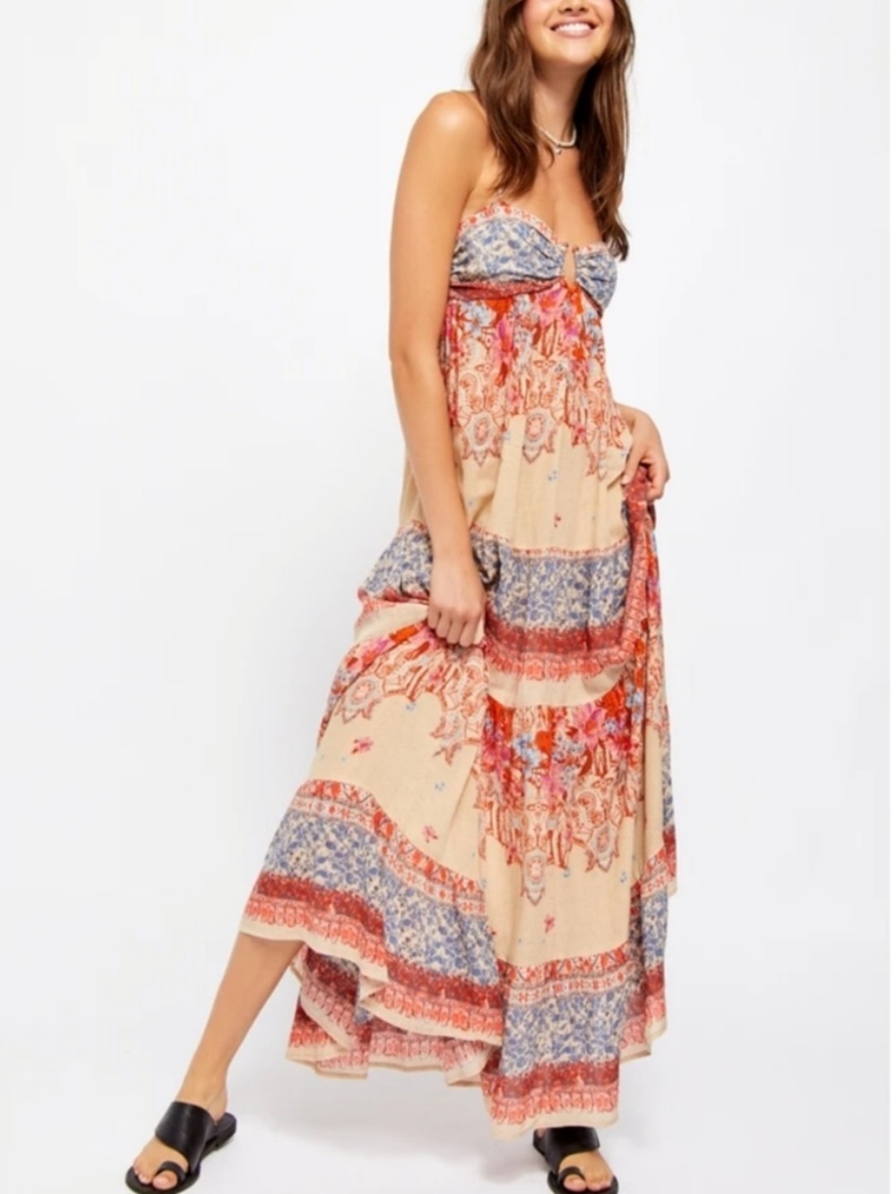 Free People Give A Little Maxi Dress Womens size Medium Multicolor floral design